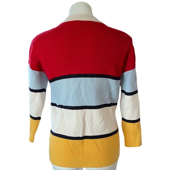 ModCloth Multi-Color Striped Ribbed Button Up Sweater - Picture 5 of 10